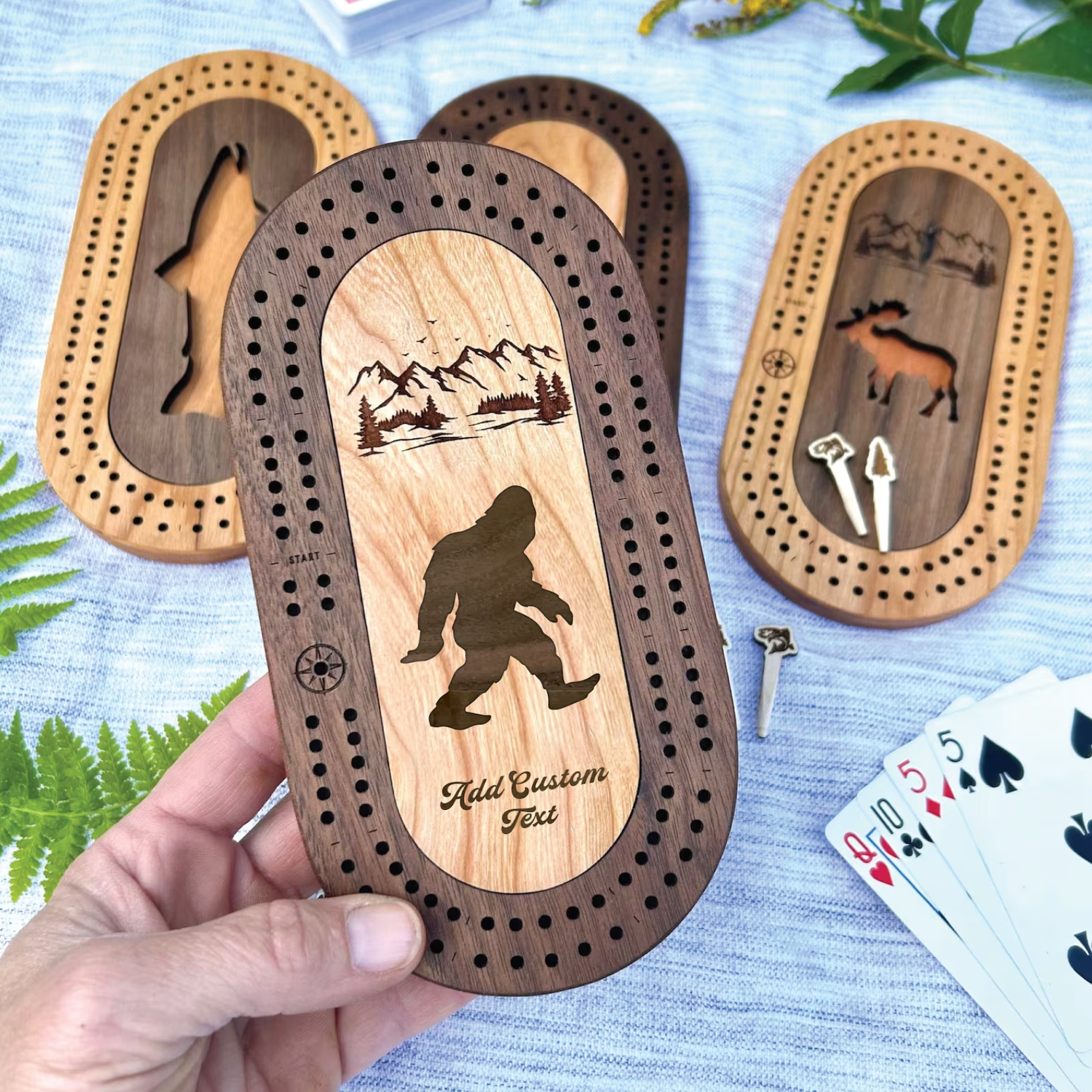 Wildlife Mini Travel Cribbage Board & Custom Pegs Set: Fish / Select best pegs for us