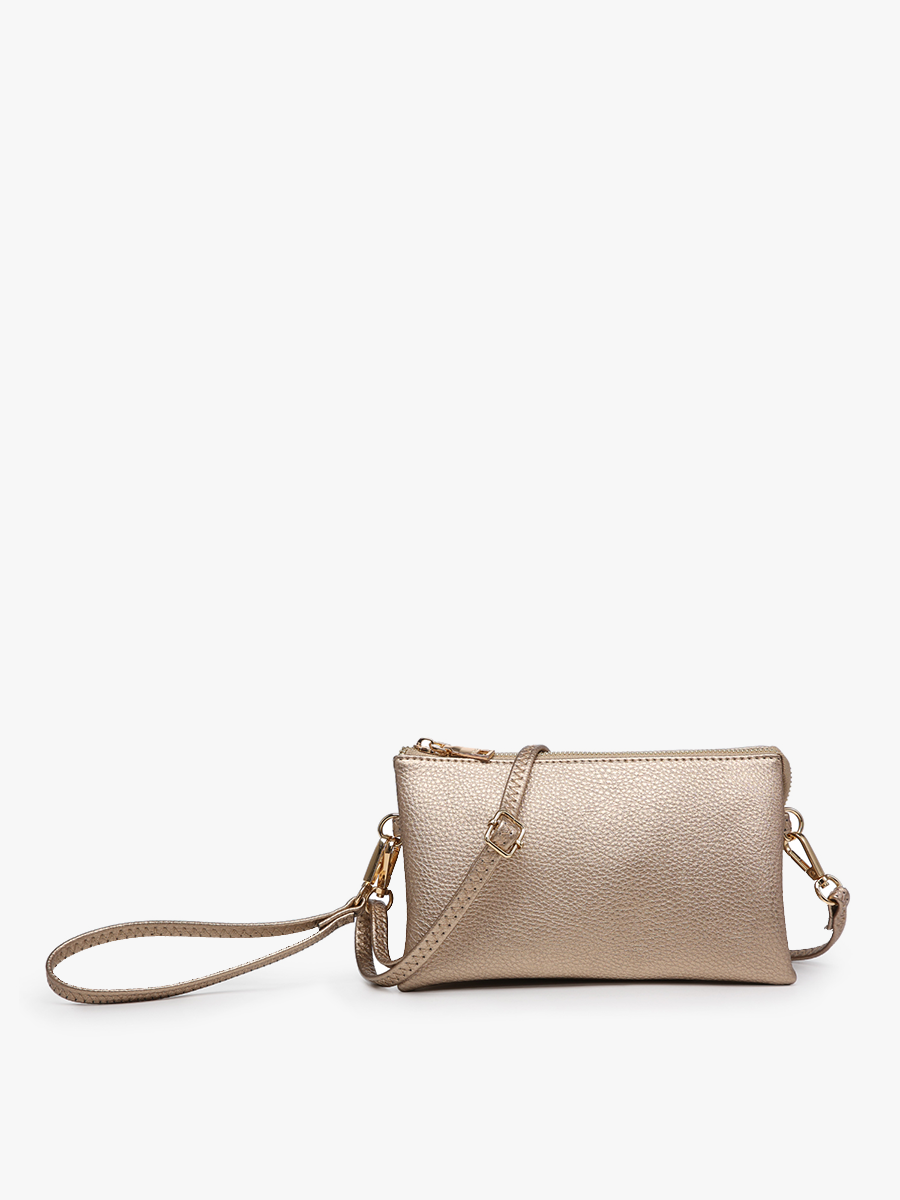 M013 Riley Monogrammable 3 Compartment Crossbody/Wristlet: Dark Rose