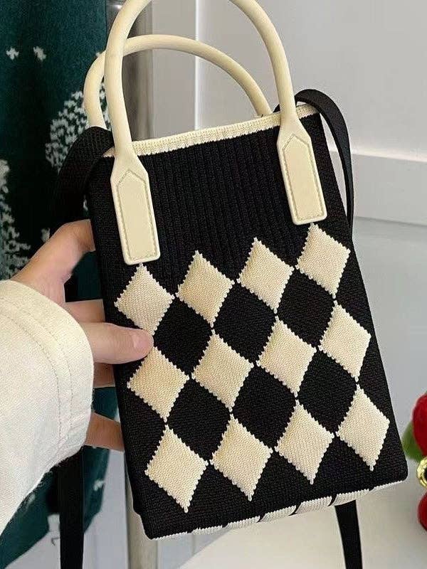 Houndstooth Split-Joint Bags Crossbody Bags Handbags: LIGHT BLUE / One_size