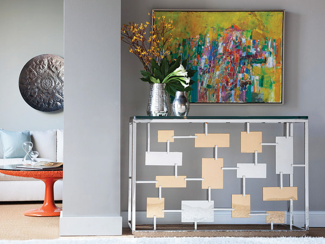 Signature Designs - Cityscape Console - Pearl Silver