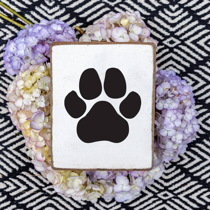 Black Paw Print Decorative Wooden Block