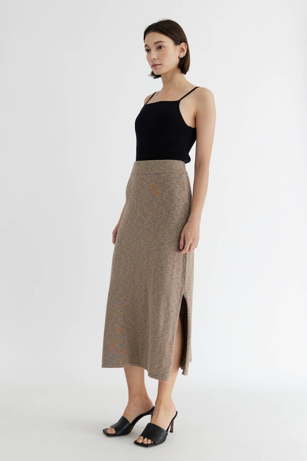 The Rosey Skirt | Midi Skirt with Side Slit: BLACK / MEDIUM