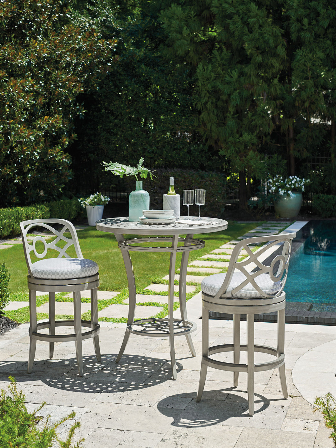 Silver Sands - High/Low Bistro Table - Pearl Silver