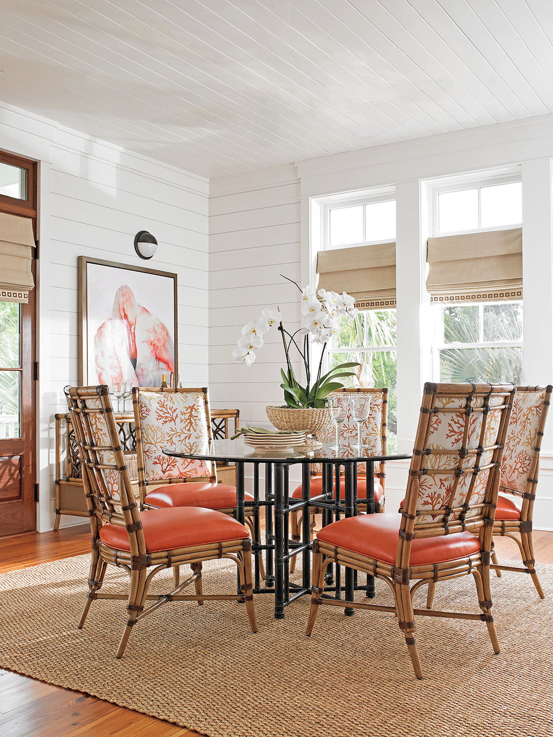 Twin Palms - Summer Isle Upholstered Side Chair - Light Brown / Orange