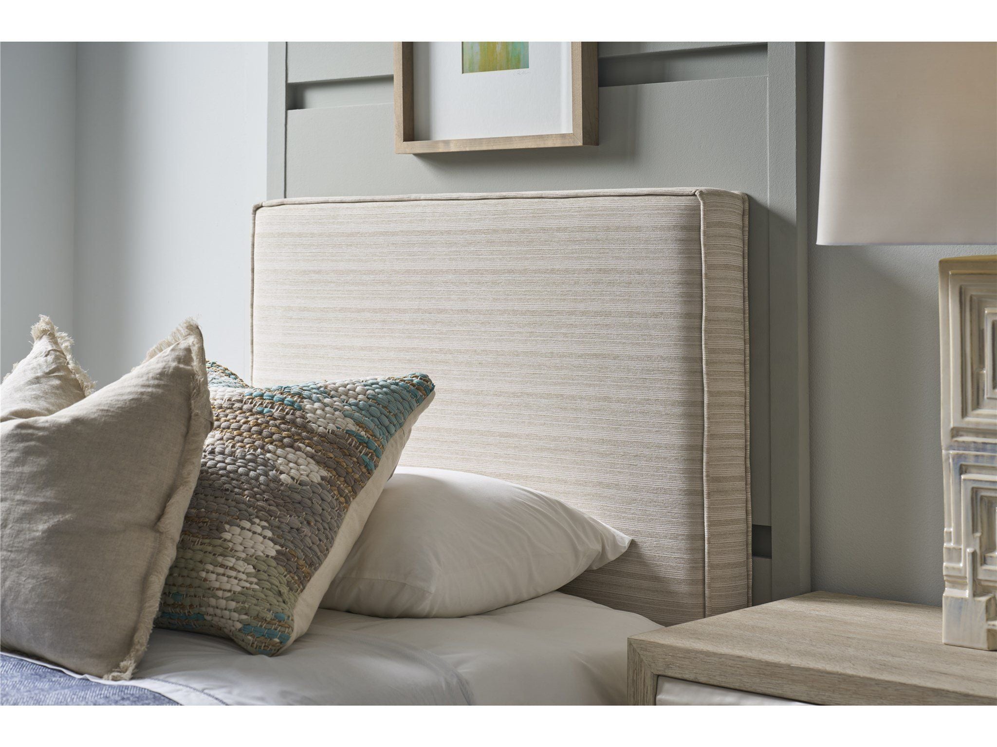 Oasis - Upholstered Twin Headboard - Beige / Gray