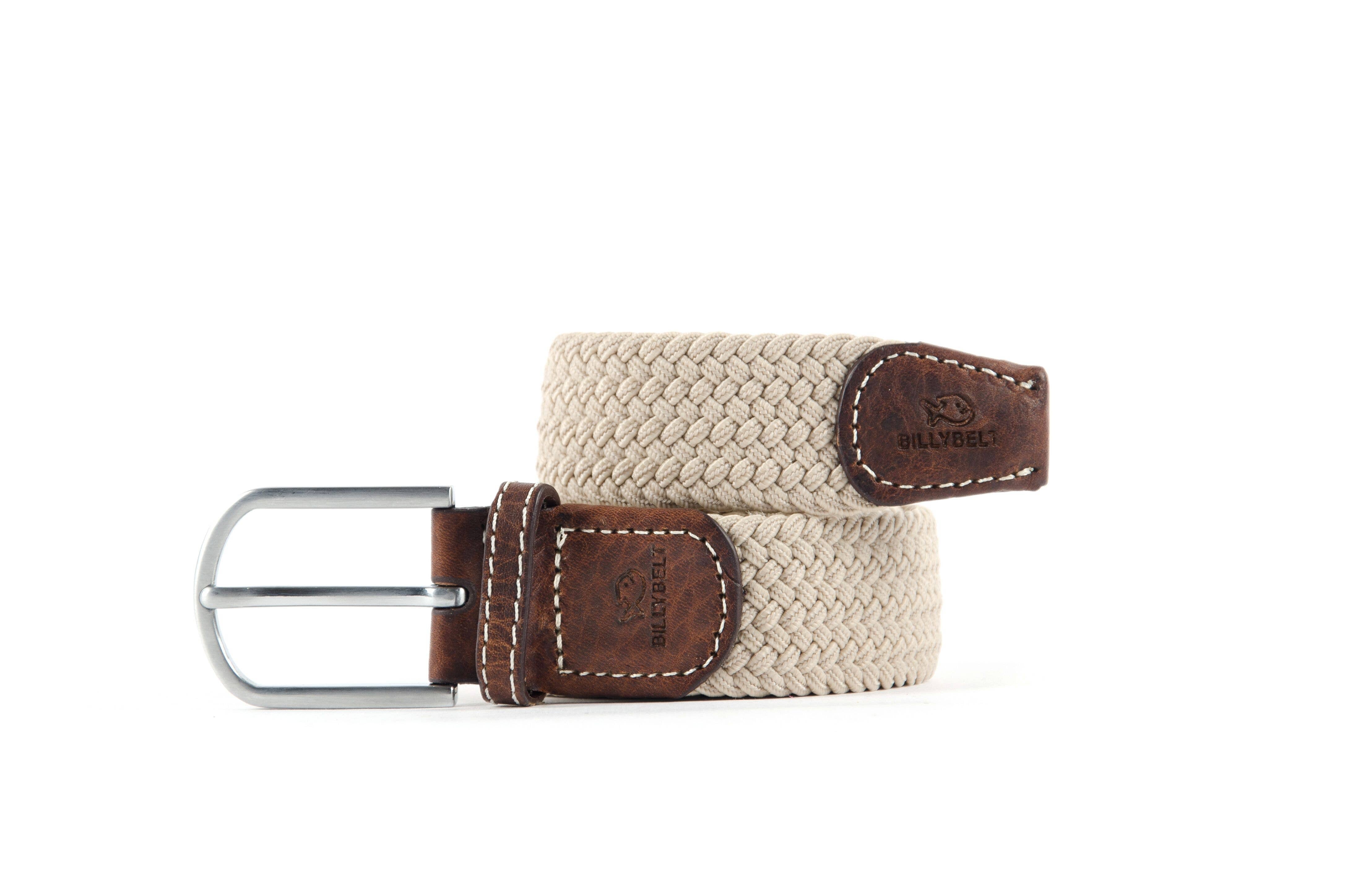 Sand beige elastic braided belt: Size 2