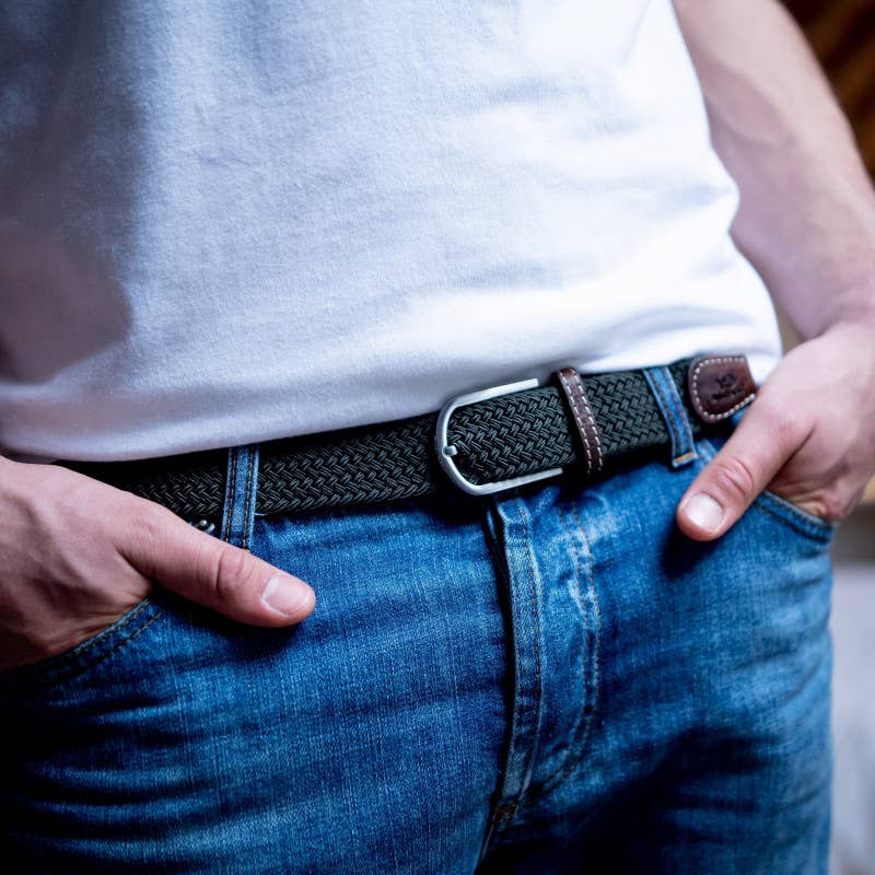 Black Licorice elastic woven belt - Best seller!: Size 0 - 27"/31"