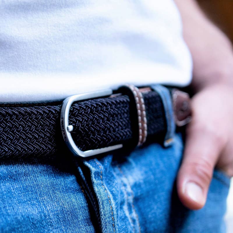 Navy Blue elastic woven belt - Best seller!: Size 1 - 33"/39"