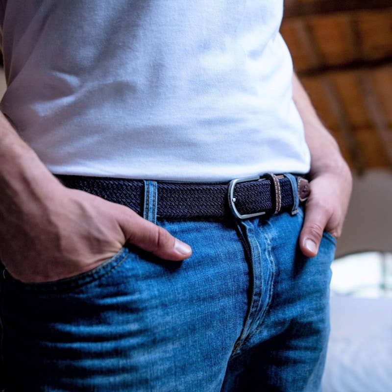 Navy Blue elastic woven belt - Best seller!: Size 1 - 33"/39"