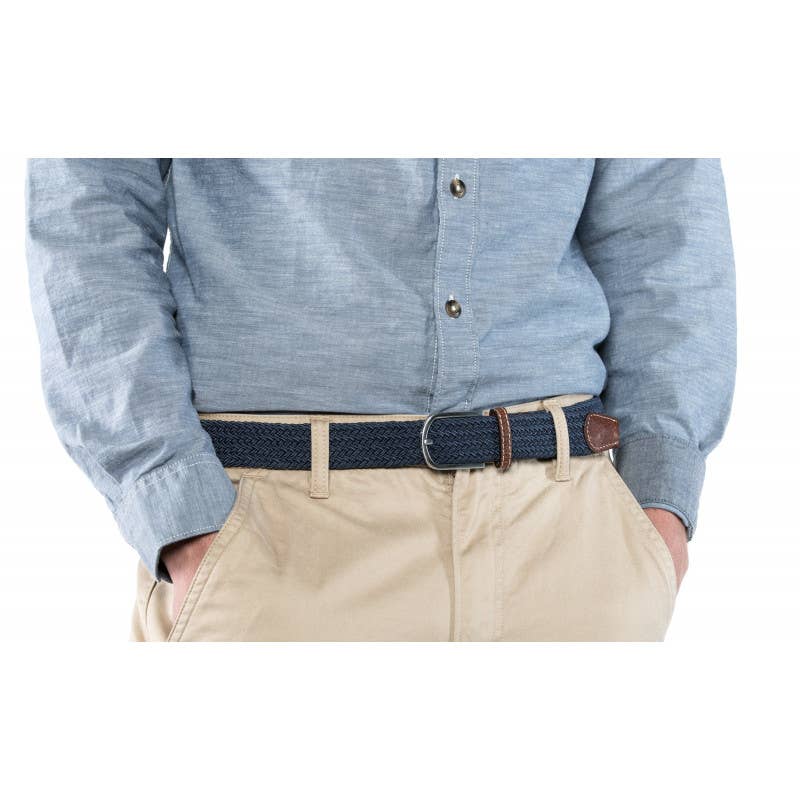 Slate blue elastic braided belt: Size 1