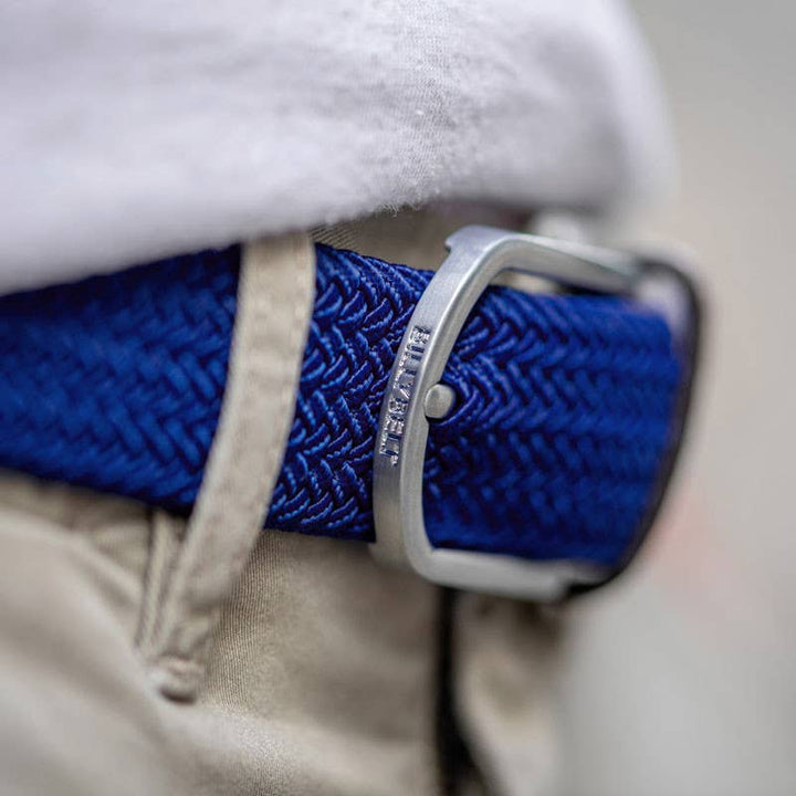 Cobalt Blue elastic woven belt - Must-have!: Size 1 - 33"/39"
