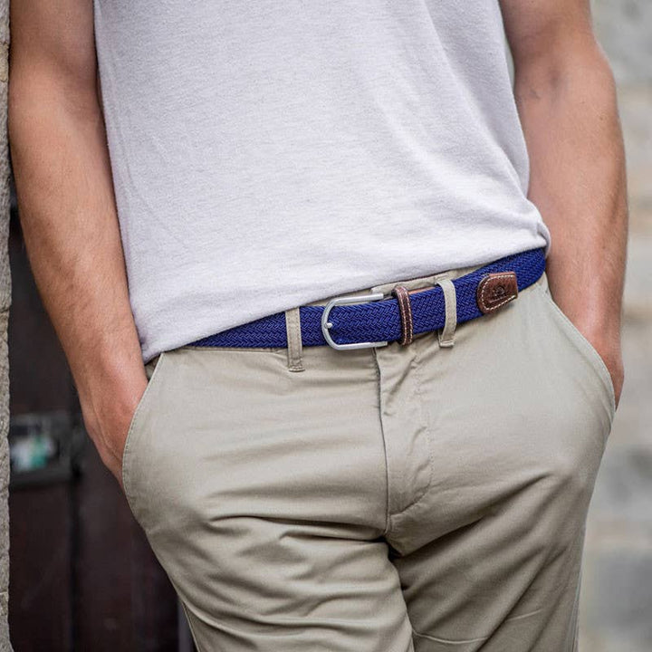 Cobalt Blue elastic woven belt - Must-have!: Size 1 - 33"/39"
