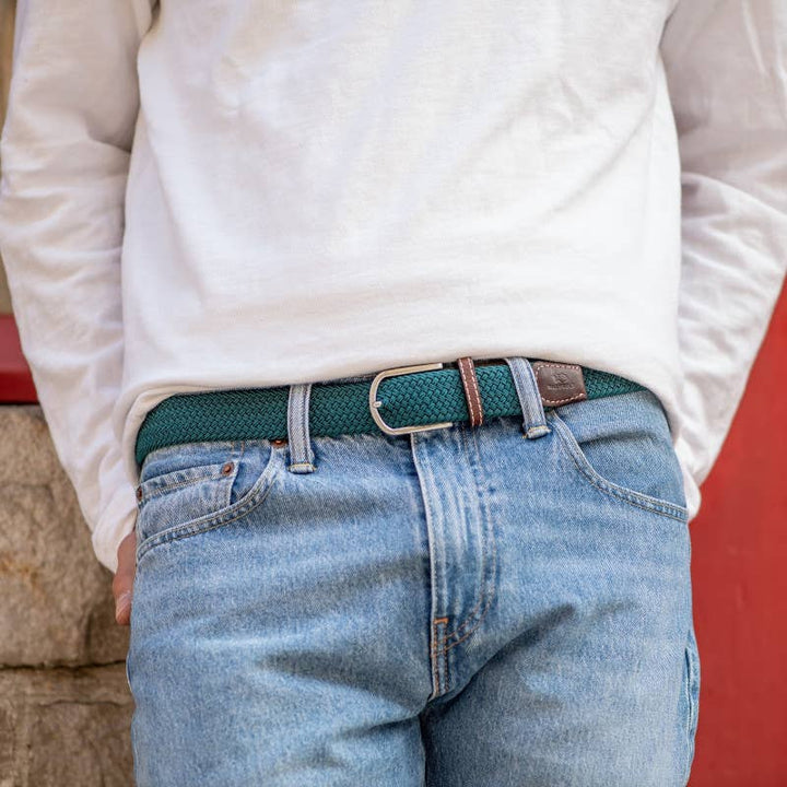 Caribbean blue elastic braided belt: Size 1