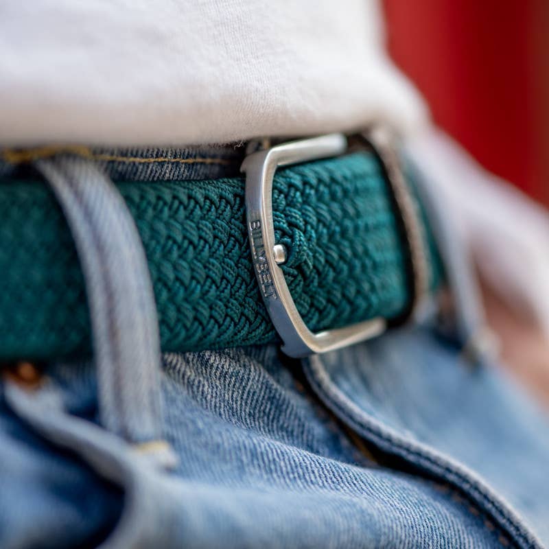 Caribbean Blue elastic woven belt - Fancy color!: Size 1 - 33"/39"