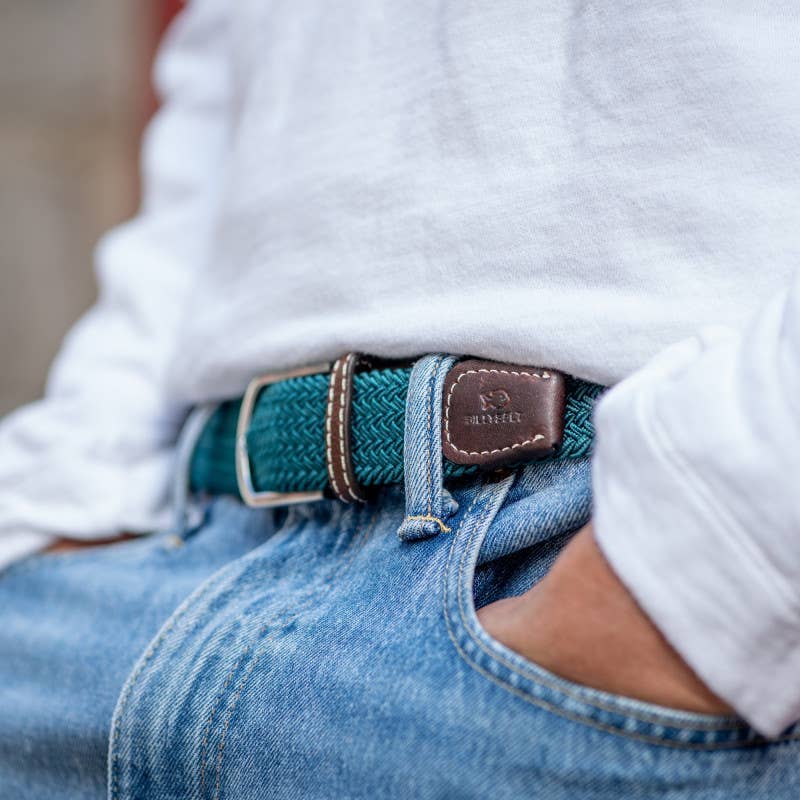 Caribbean blue elastic braided belt: Size 1