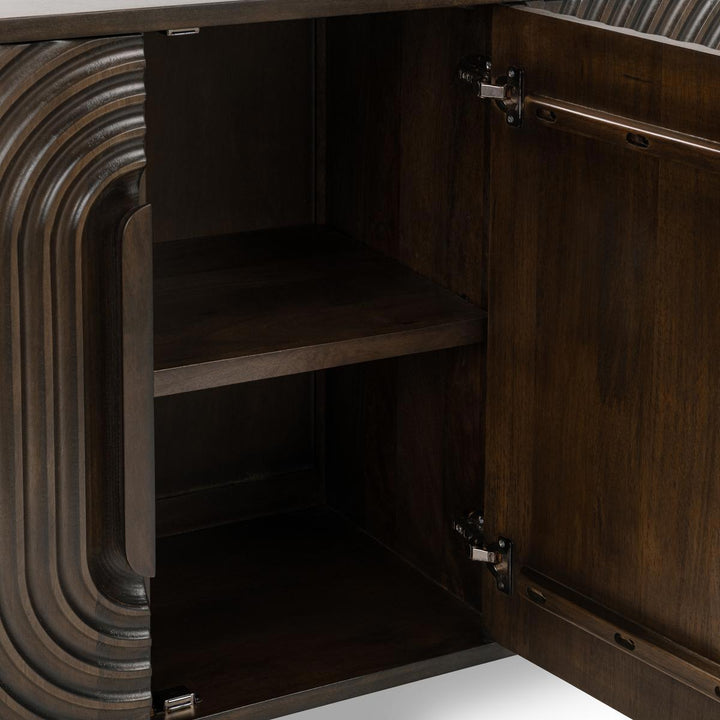 Colson - Mango Wood 4 Door Cabinet - Coffee Brown
