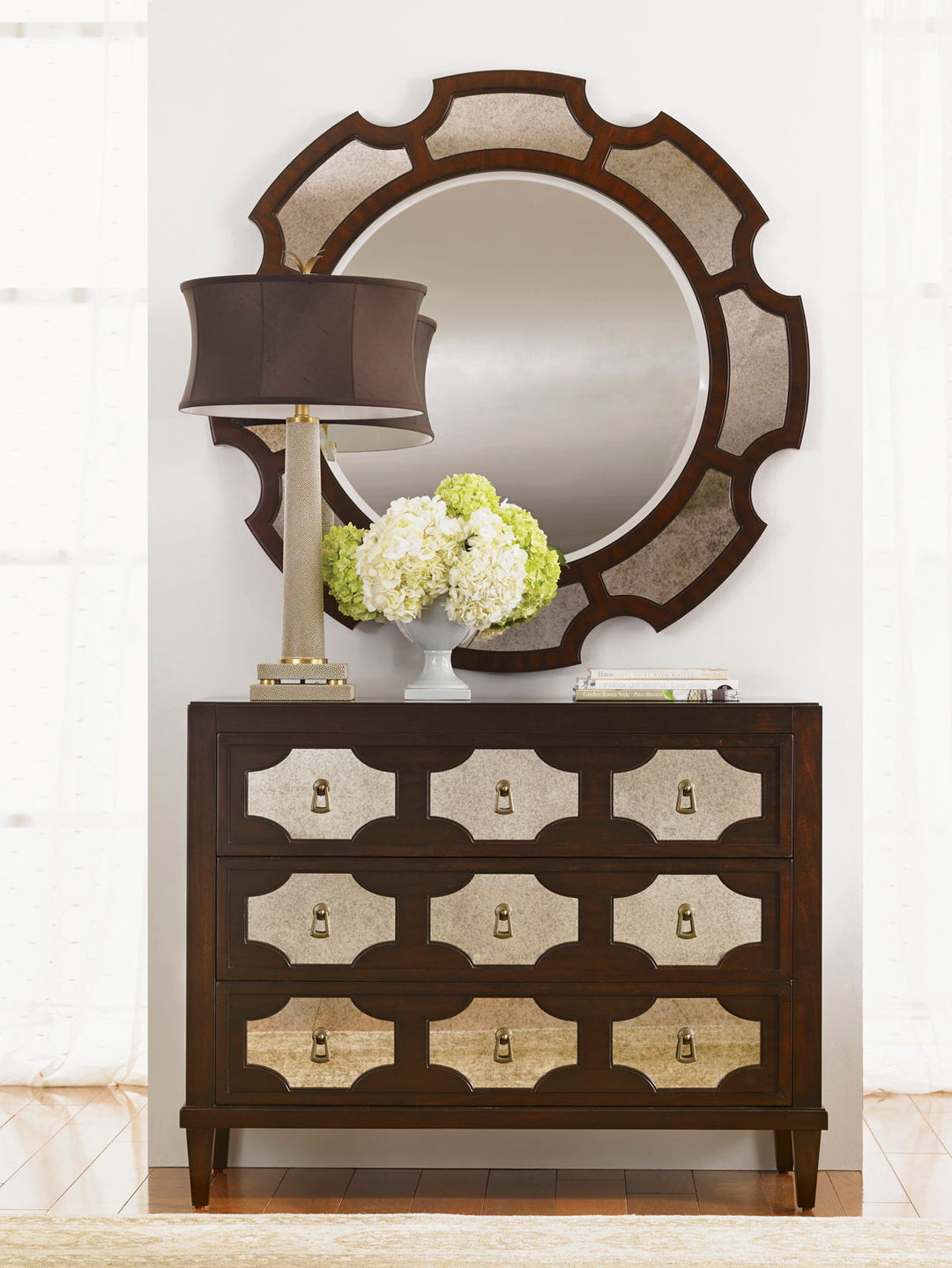 Kensington Place - Del Mar Round Mirror - Dark Brown