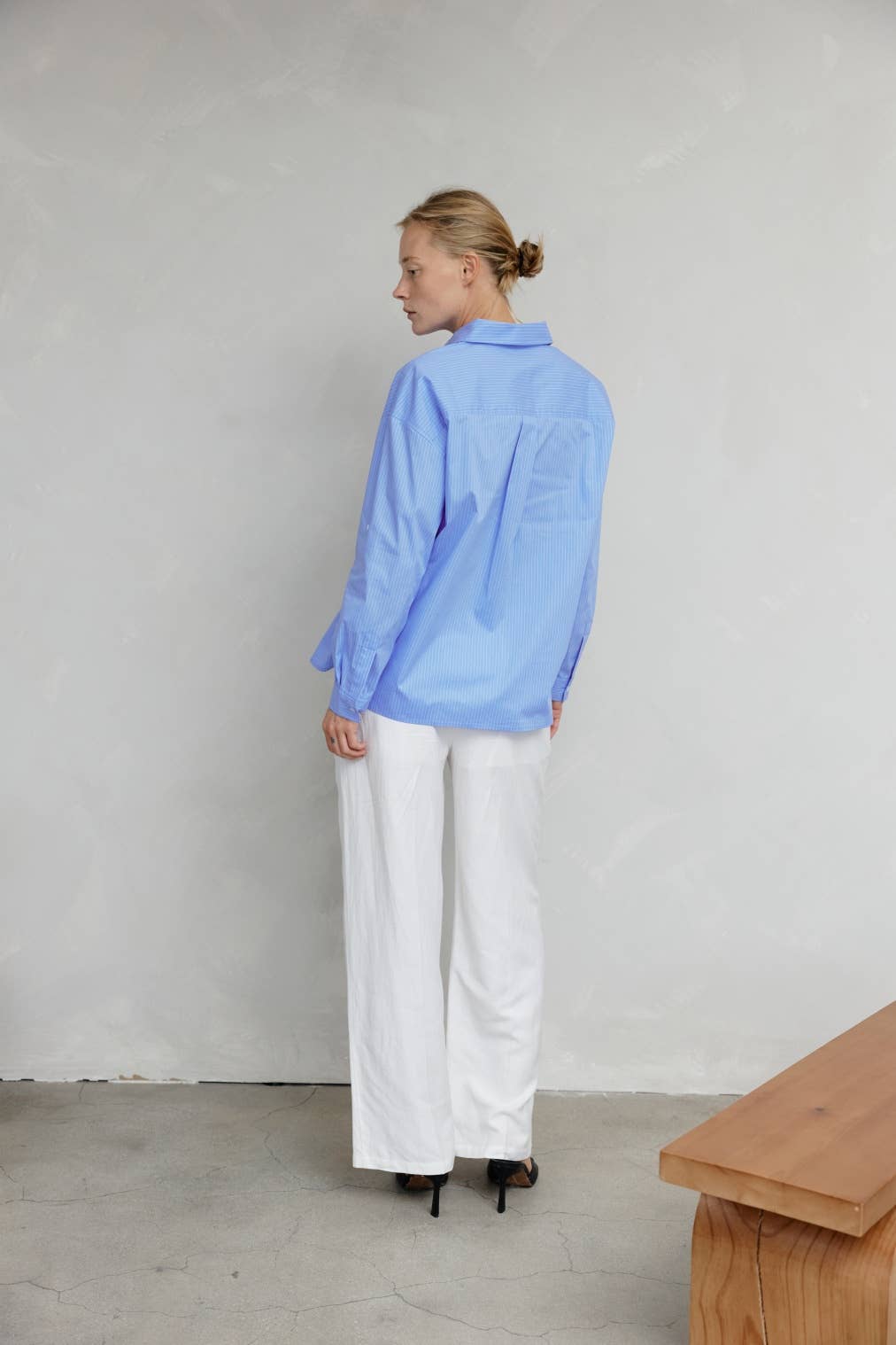 The Annalise Top | Pinstripe Button-Down Top: BLUE/WHITE / SMALL