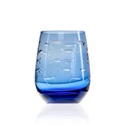 School of Fish 15oz Blue Stemless Wine Tumbler Glass: Case of 12