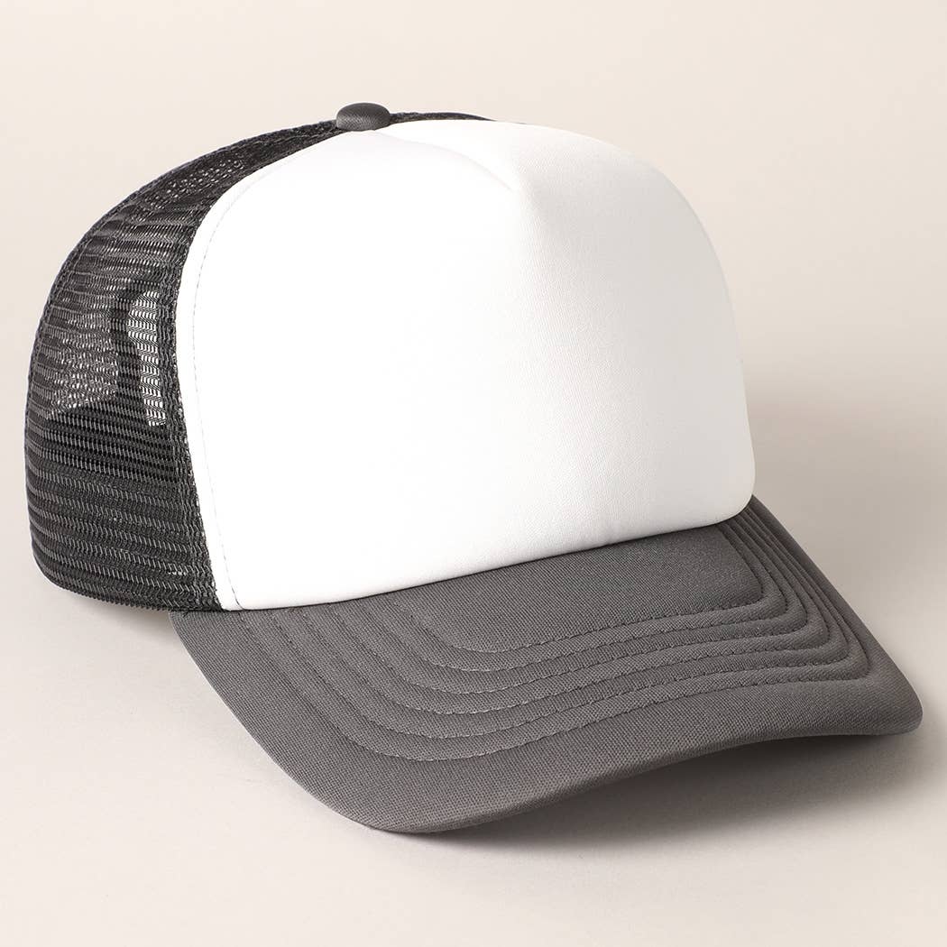 White Foam Front Colored Mesh Back Trucker Hat