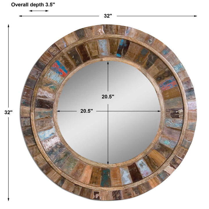 Jeremiah - Round Wood Mirror - Light Brown