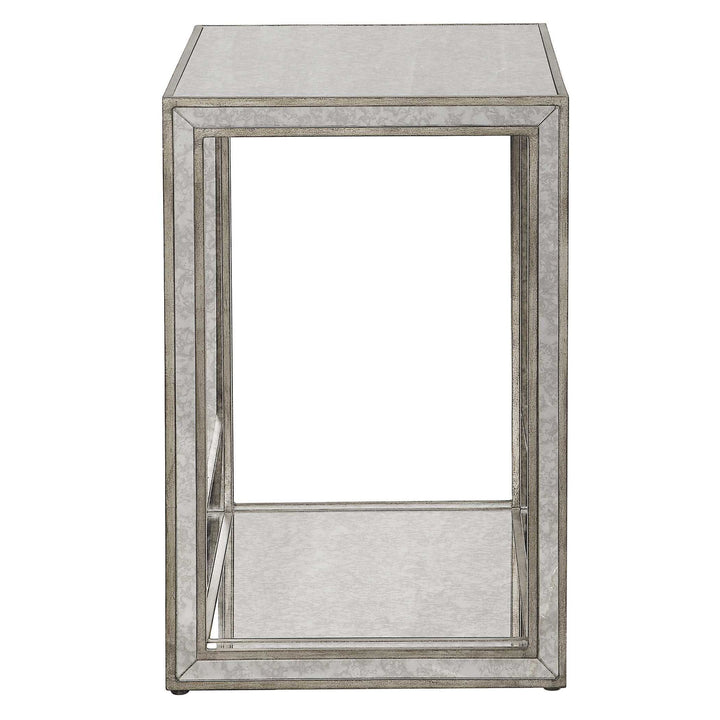 Julie - Mirrored End Table - Pearl Silver
