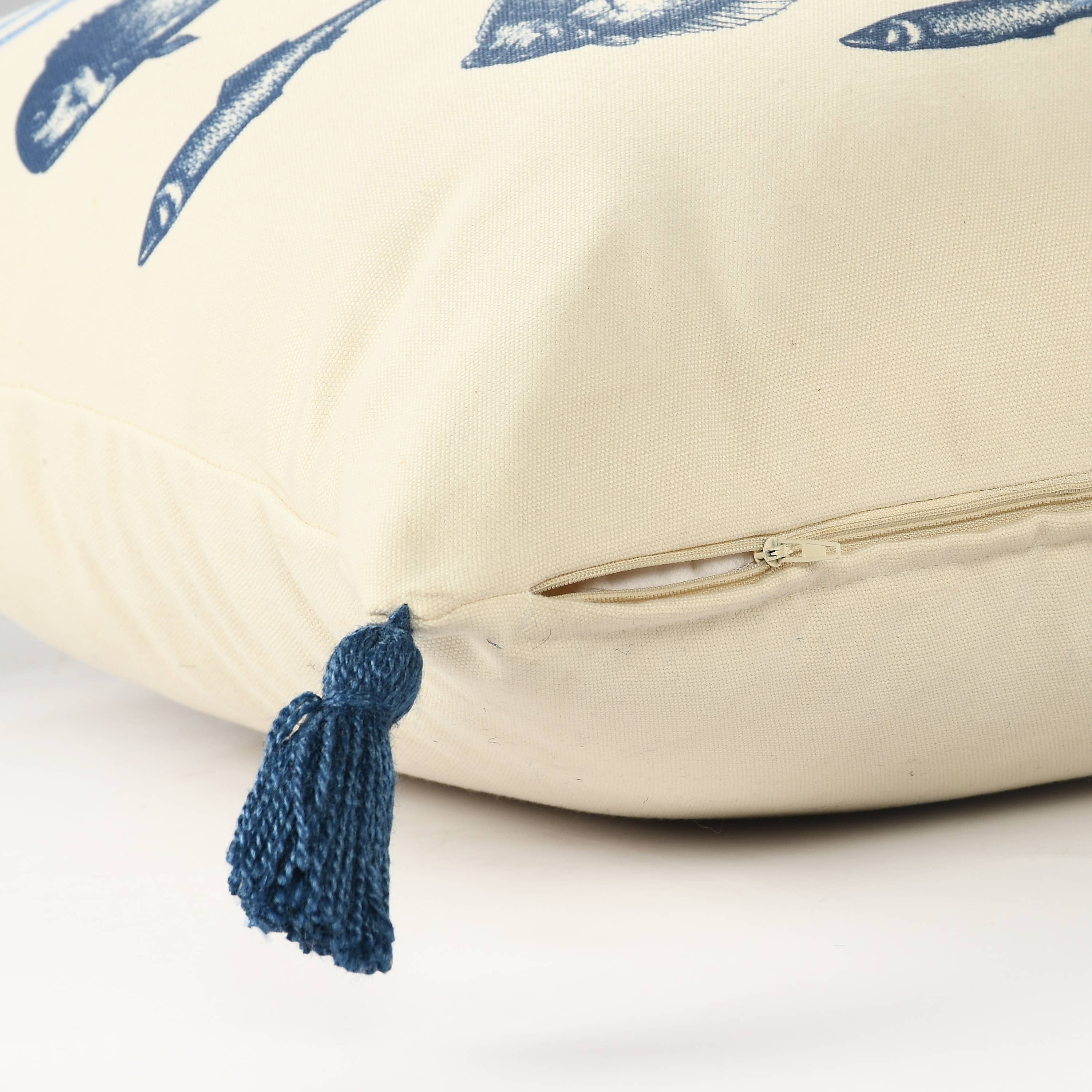 Sancia Coastal Polyester Throw Pillow, 20" x 20", Denim Blue