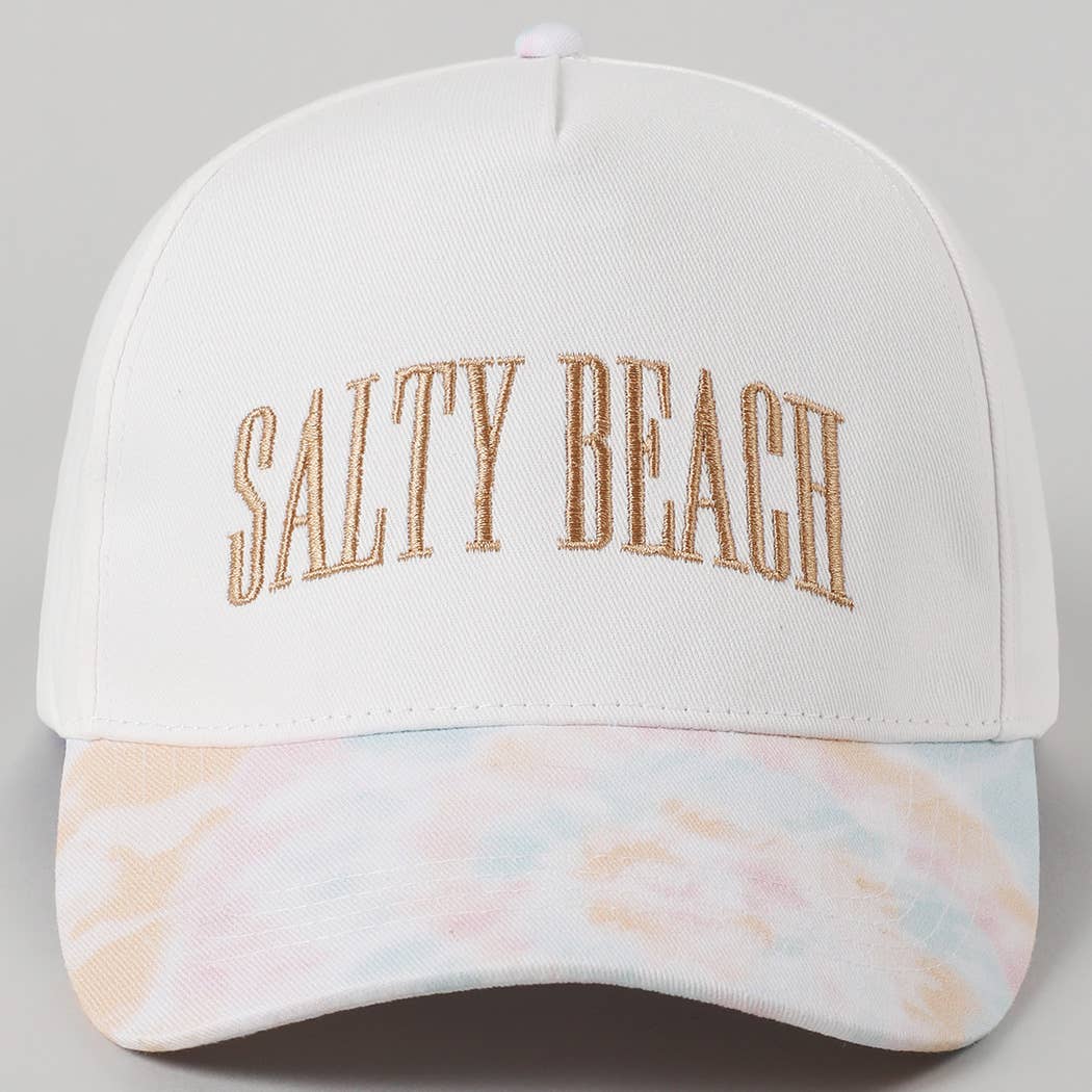 SALTY BEACH Embroidery Tie Dye Pattern Trucker Hat