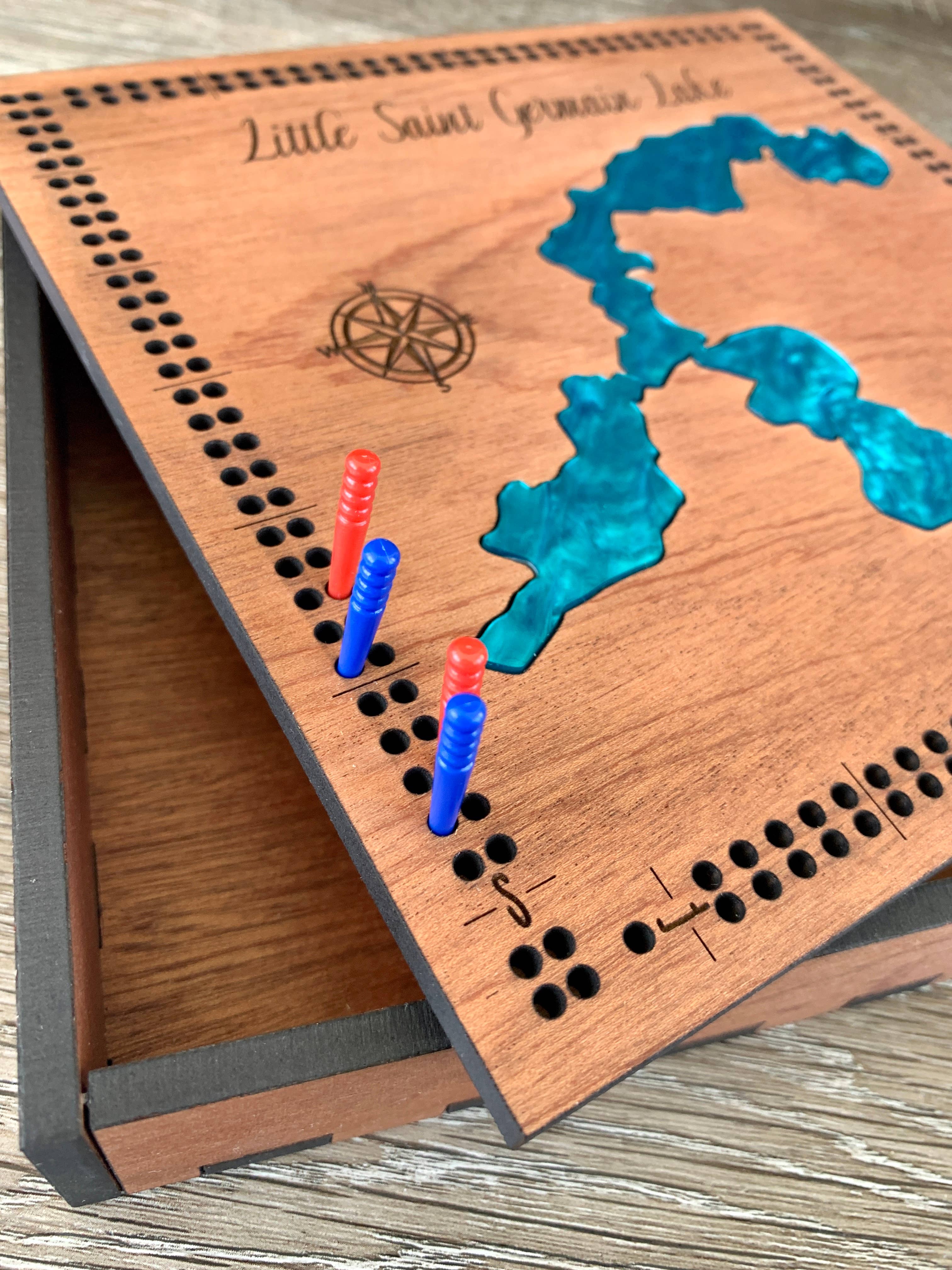 Custom Lake or City Cribbage Board: Lake and Streets / Print