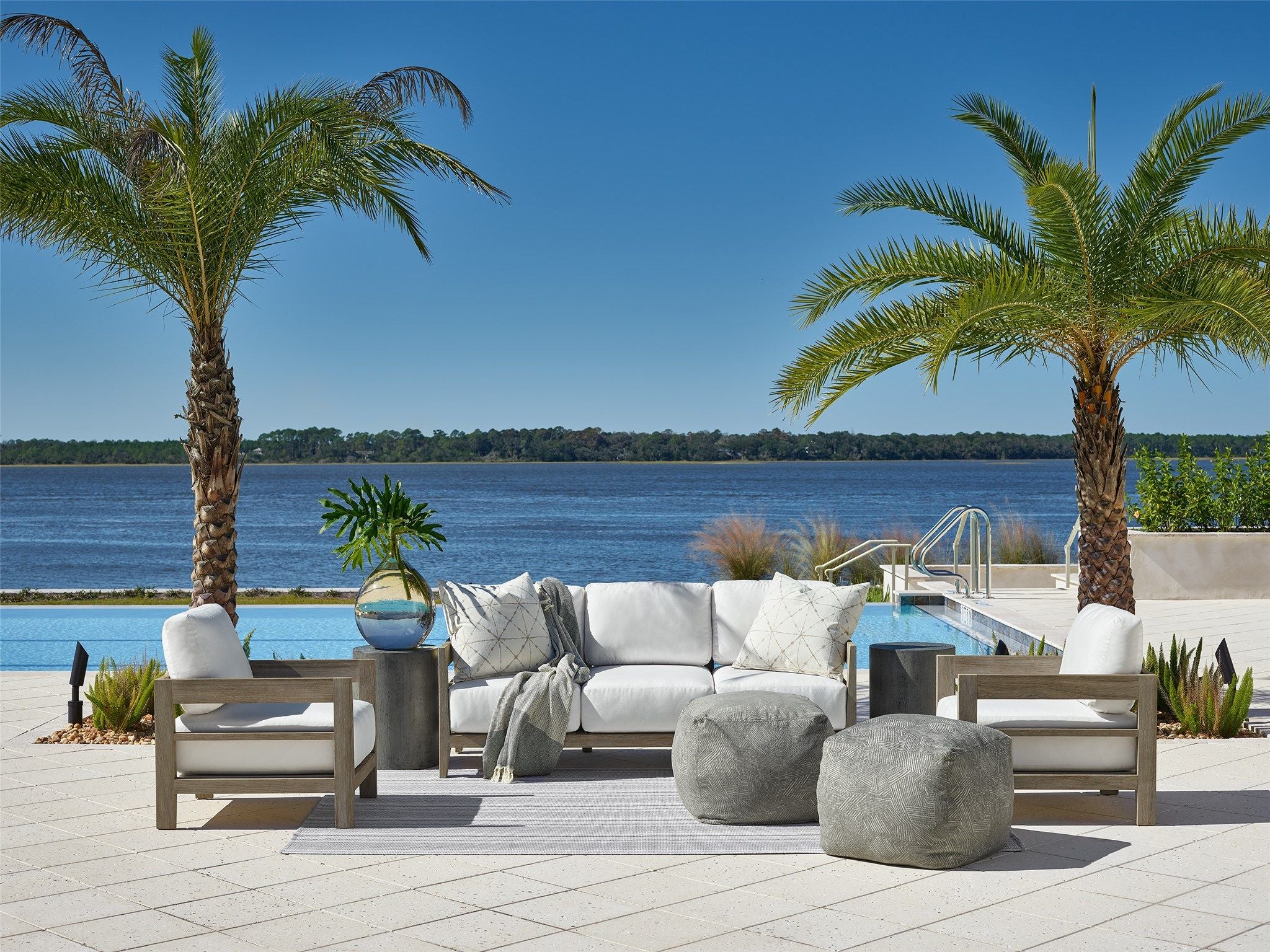 Bottega - Outdoor Ottoman, Special Order - Gray