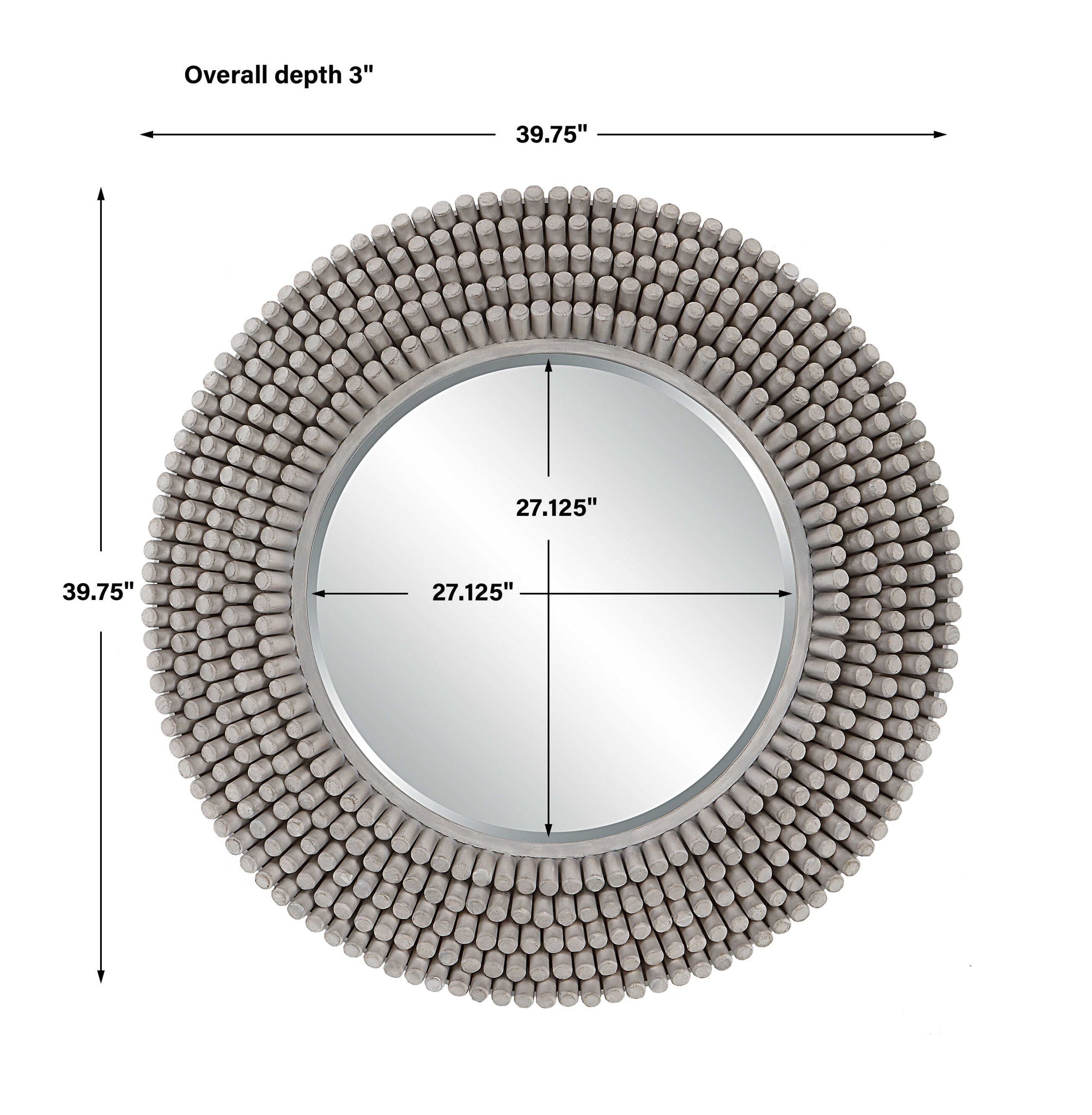 Portside - Round Gray Mirror