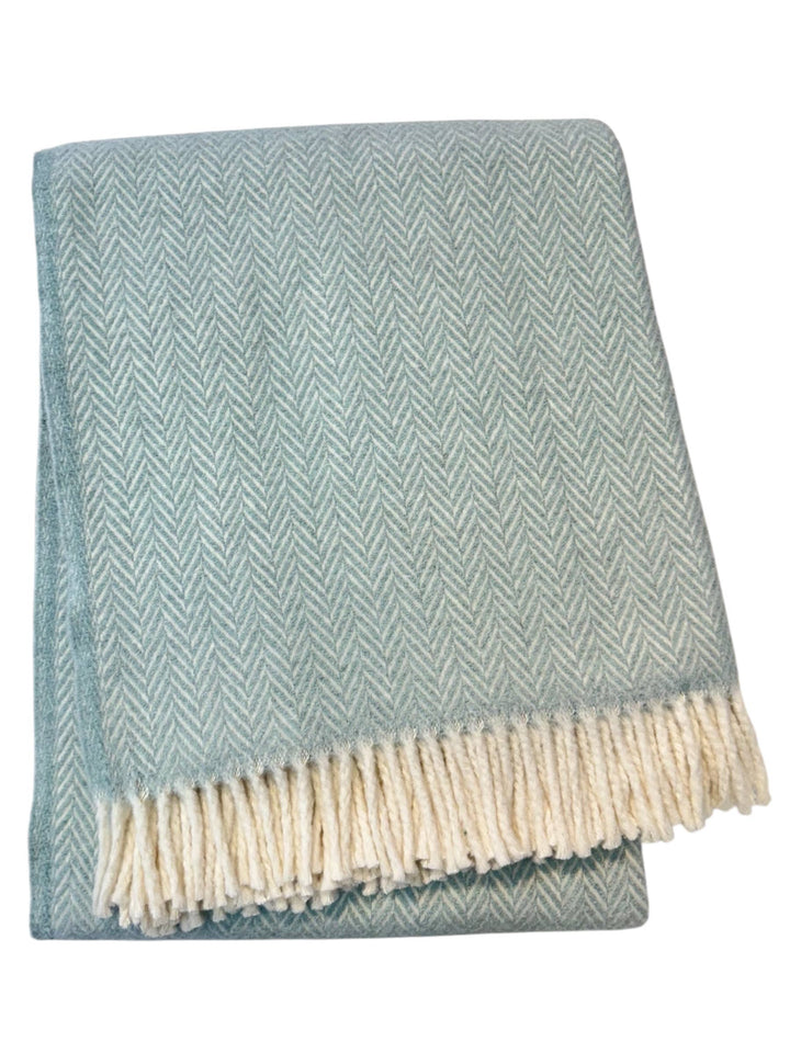 355 - Herringbone Plush Throw: Sky
