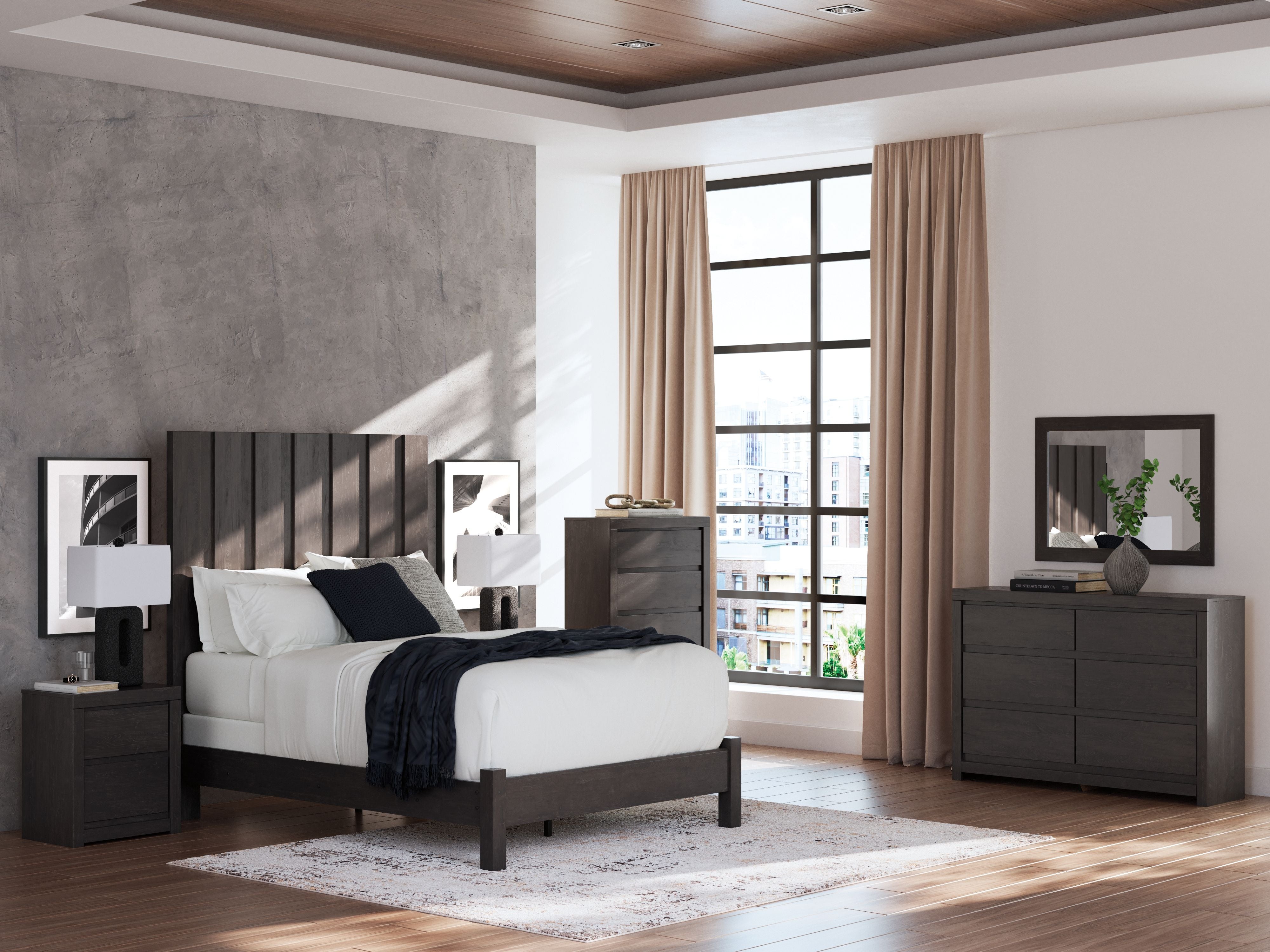 Fraluna - Six Drawer Dresser - Charcoal