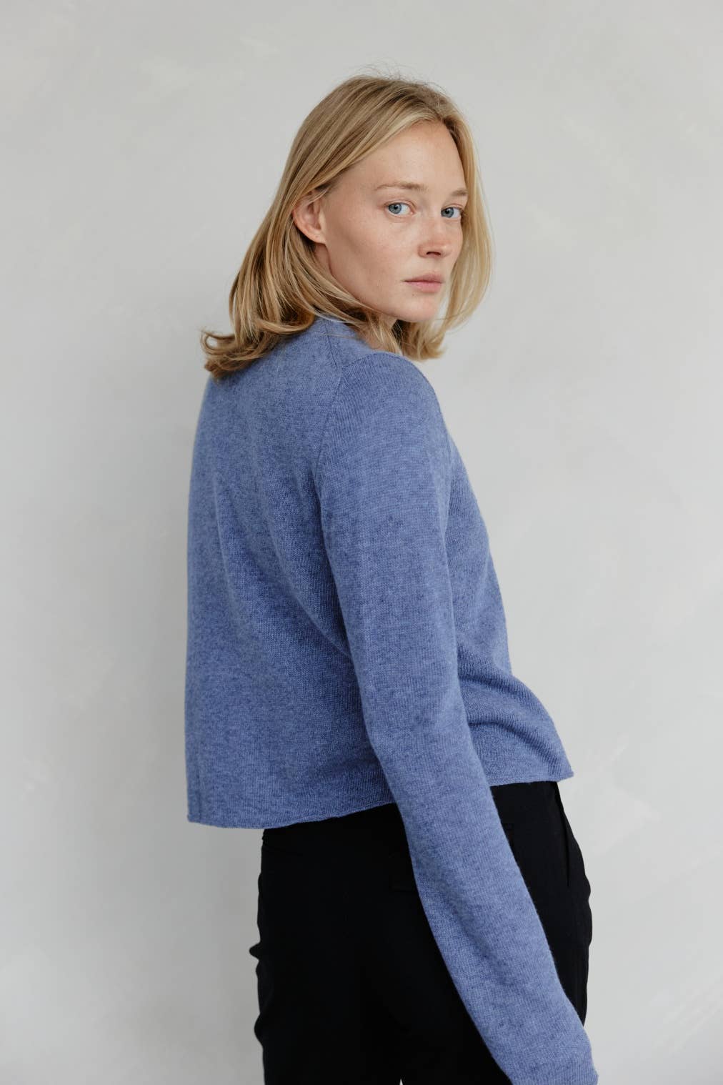The Molly Cardigan | Lightweight Cropped Cardigan: LIGHT BLUE / LARGE