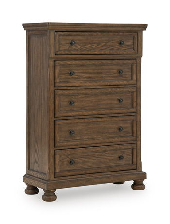 Zackaryn - Five Drawer Chest - Warm Brown