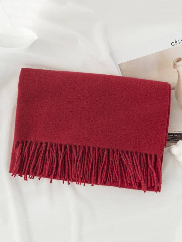 Keep Warm Solid Color Tasseled Shawl&Scarf: DEEP GREEN / One_size