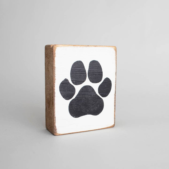 Black Paw Print Decorative Wooden Block