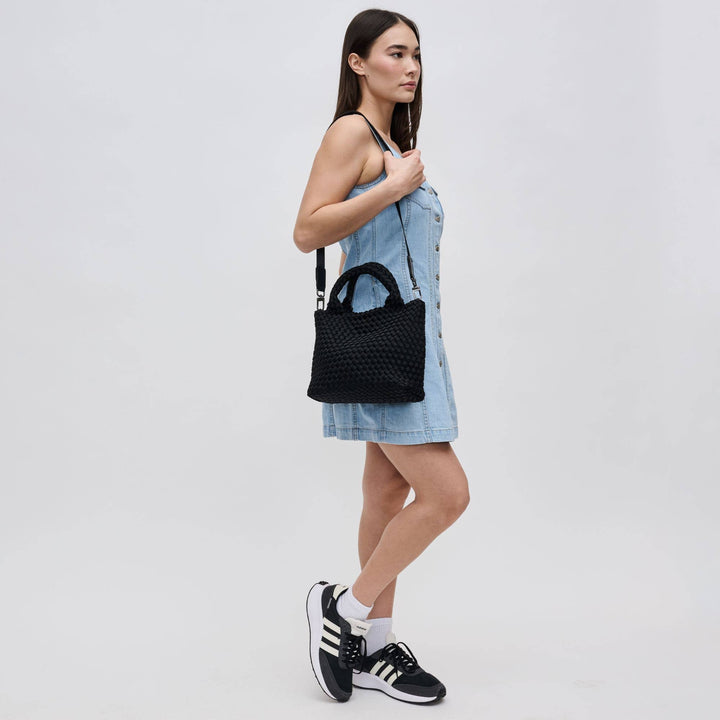 Sky's The Limit - Small Woven Neoprene Crossbody: Sand Black