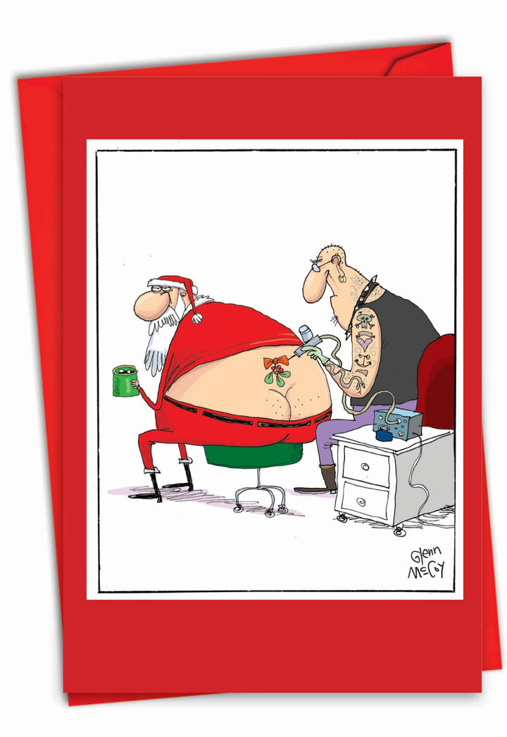 Christmas Greeting Card - Santa Tattoo