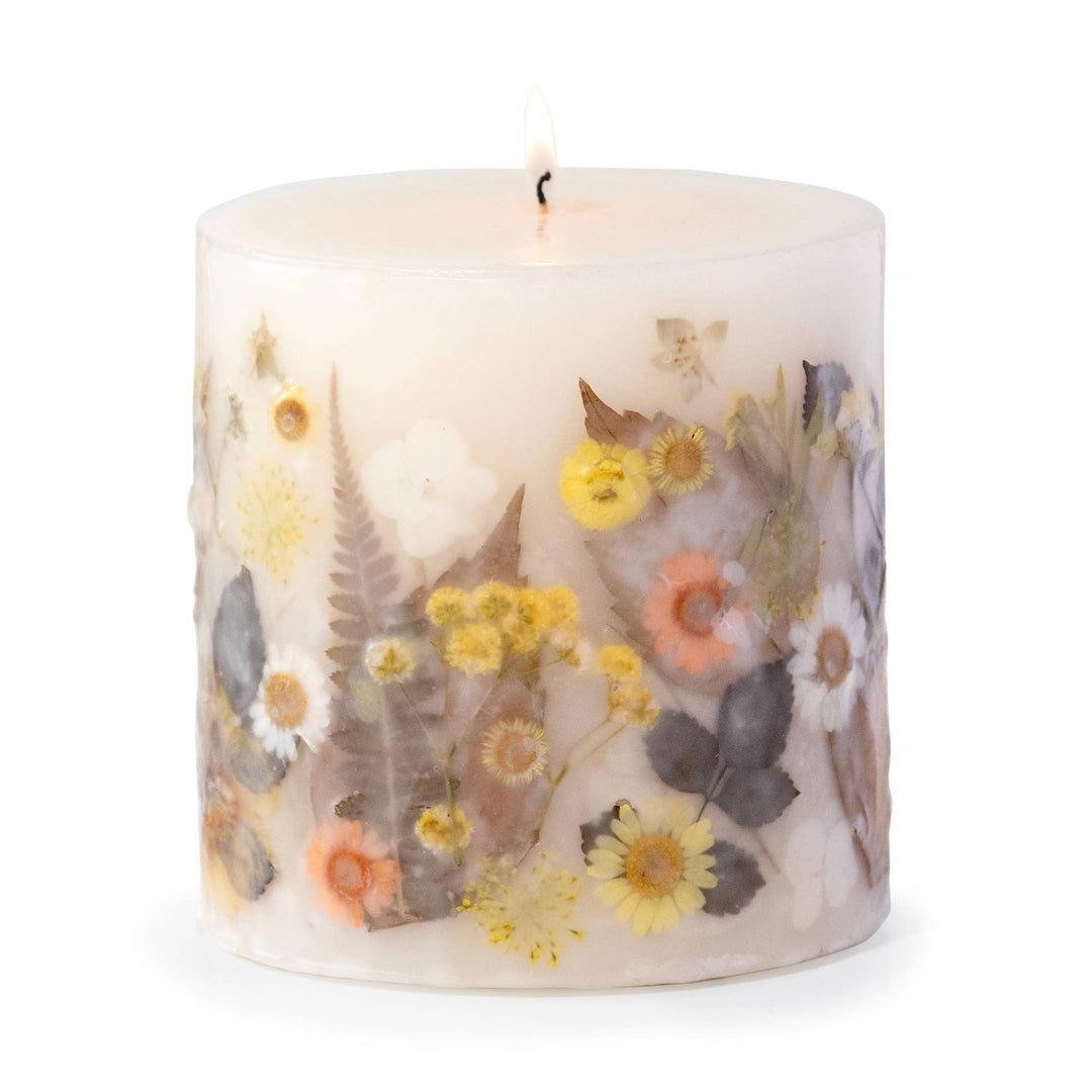Sunlit Daisy Pressed Flower Pillar Candle