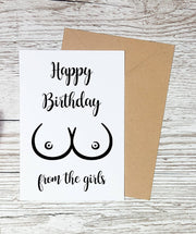 Happy Birthday From The Girls Card, Funny Boobs Cards