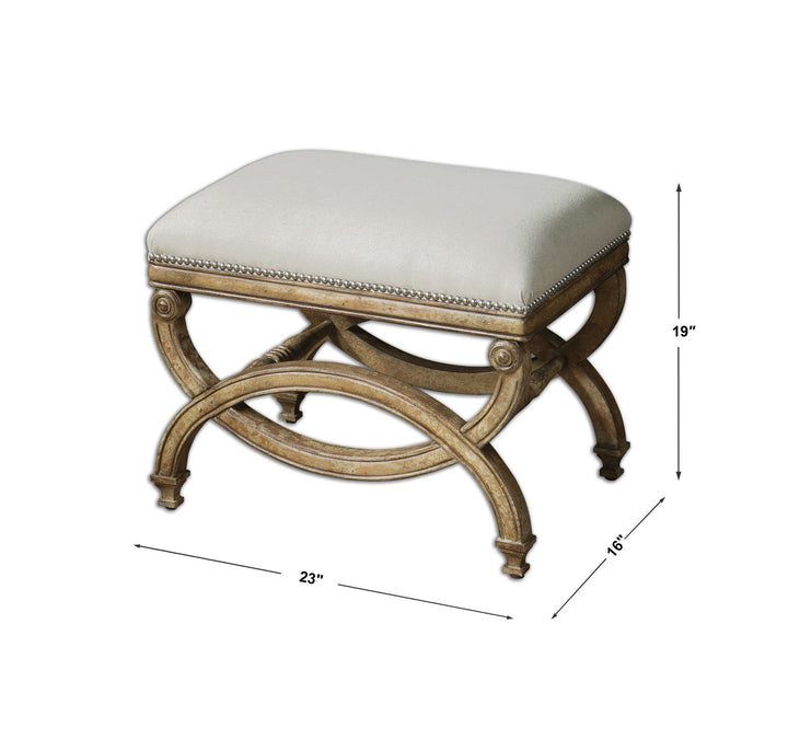 Karline - Natural Linen Small Bench - White