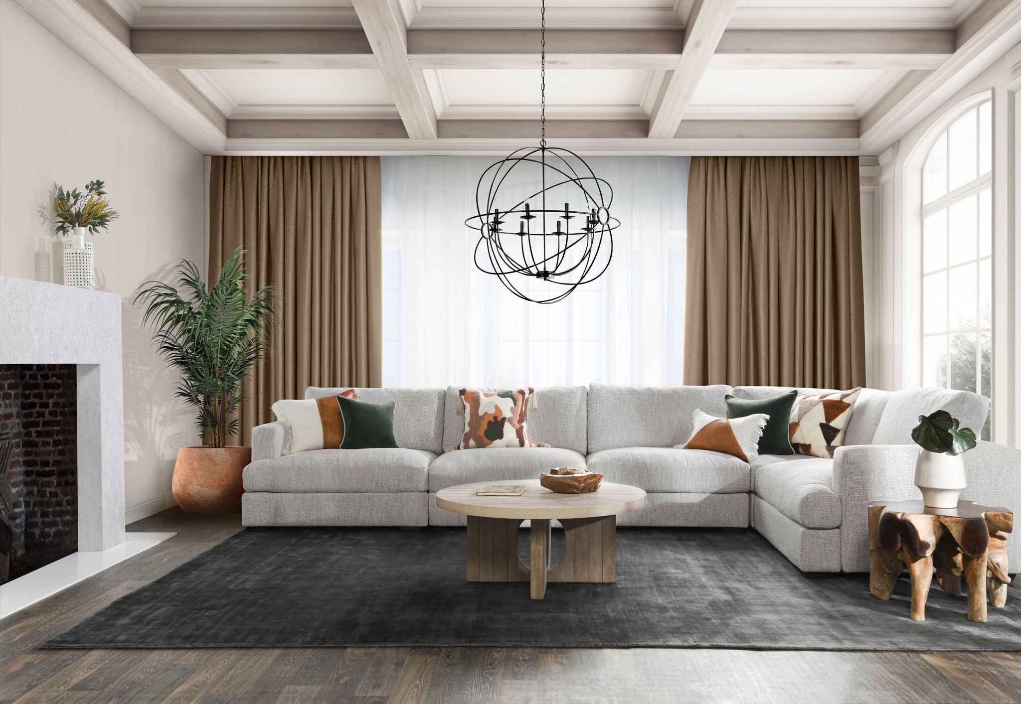 Ludwig - Upholstered 5 Piece Sectional - Ivory