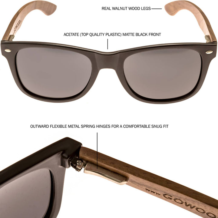 Walnut Wood Sunglasses Inside a Zipper Case