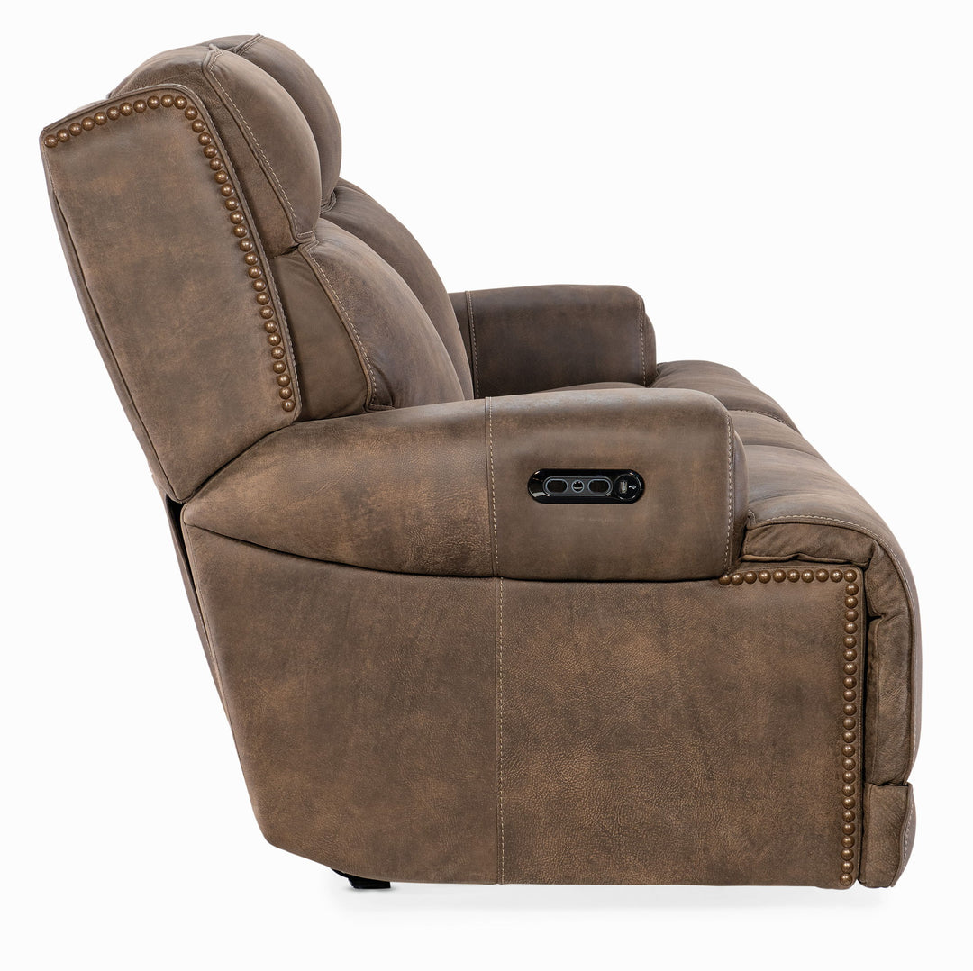 MS - Wheeler Power Sofa With Power Headrest - Dark Brown
