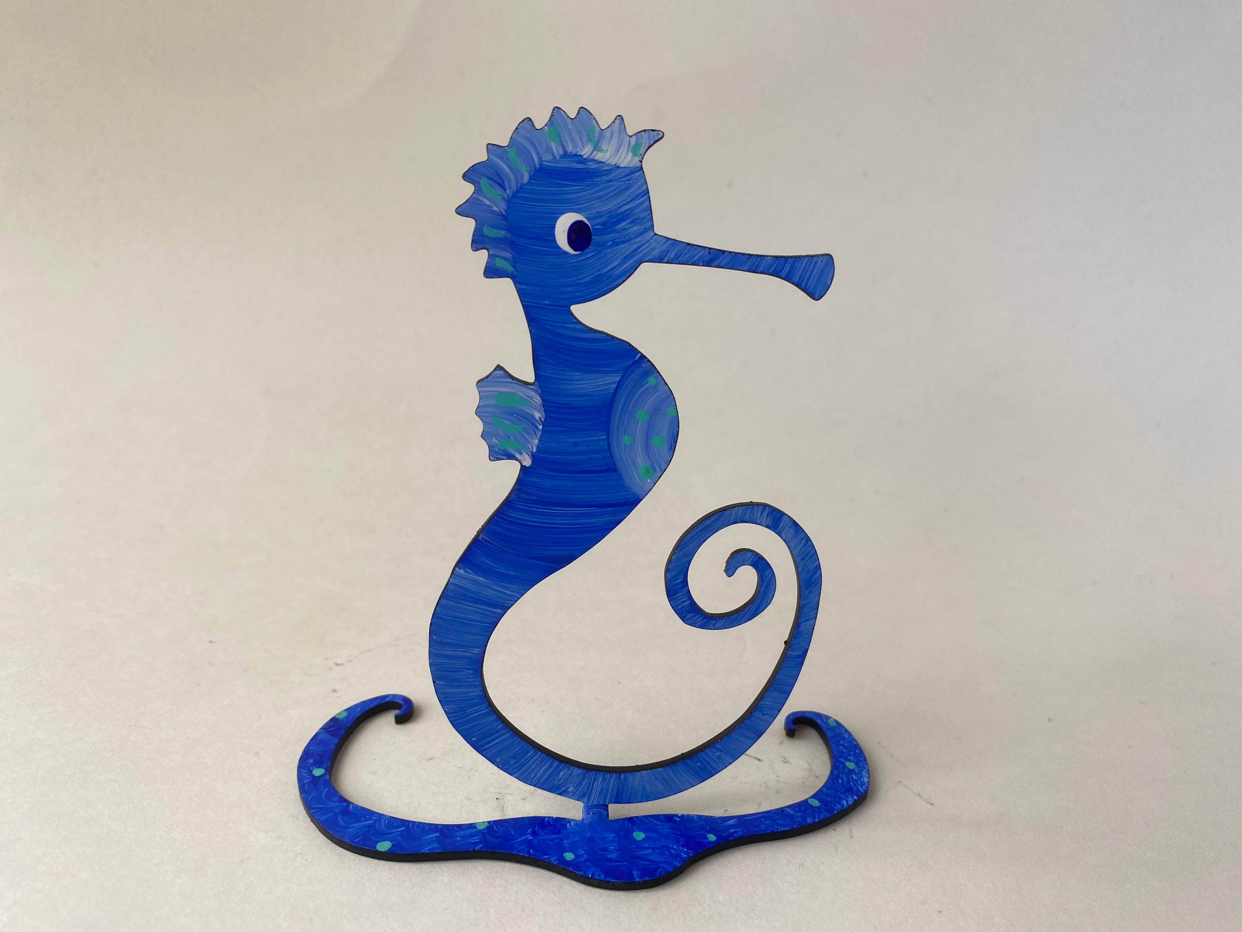 Seahorse Sculpture - Hand Painted - Small - Photo Holder