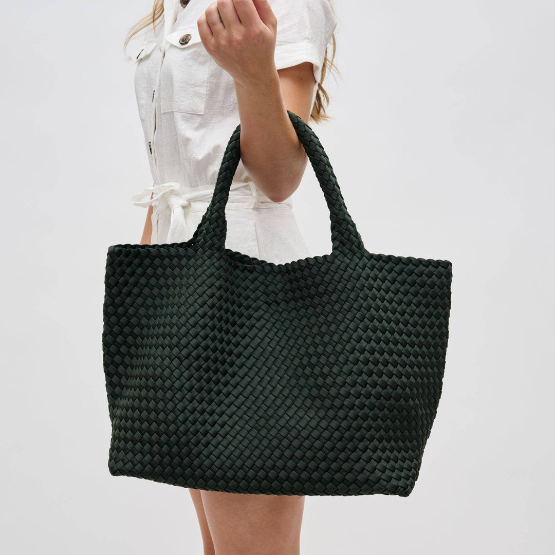 Sky's The Limit - Large Woven Neoprene Tote: Navy Nude