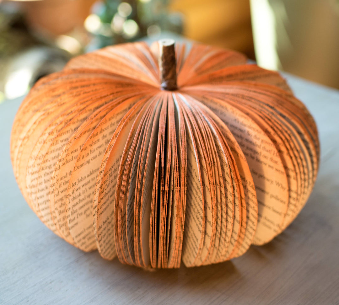 Book Pumpkin Rustic Orange Fall Decor Thanksgiving Halloween: Small