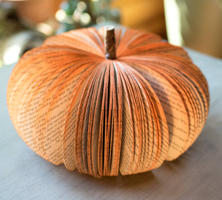 Book Pumpkin Rustic Orange Fall Decor Thanksgiving Halloween: Small
