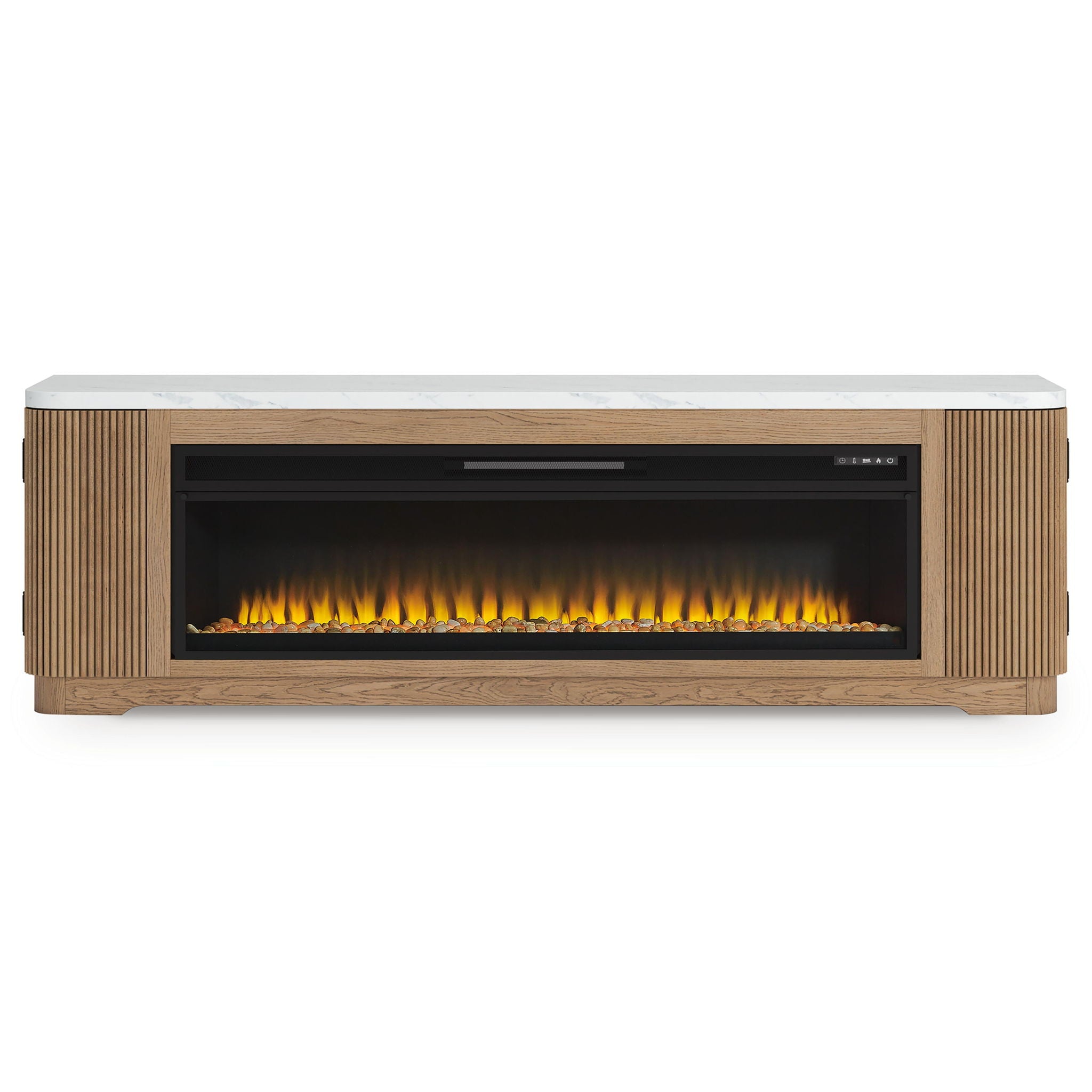 Camdill - 80" TV Stand With Electric Fireplace - Light Brown